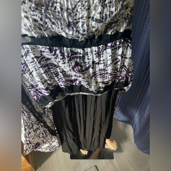 Chicos Pull On Maxi Skirt Size 1 Black White 74% Silk M-XL - Picture 5 of 6